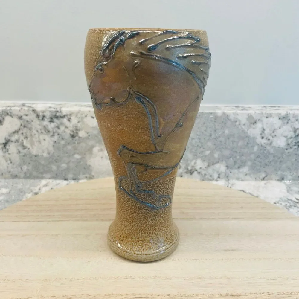 Studio Art Pottery Horse Figure Brown Vase The Owl & the Pussycat Alexandria VA
